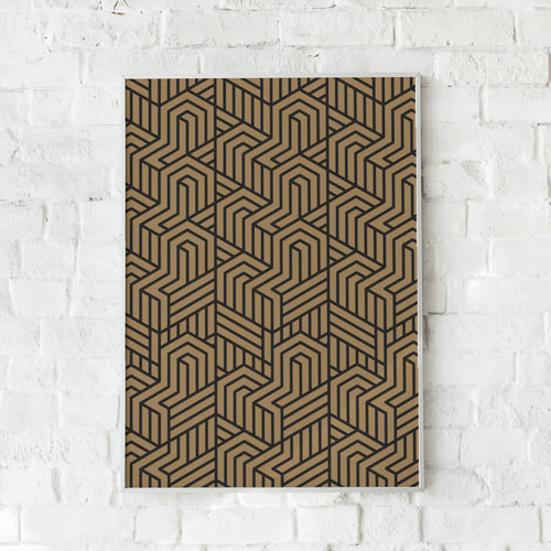 Geometrisk kunstplakat med sort og gyldent mønster – "1922 ". Perfekt til en moderne og stilren indretning.