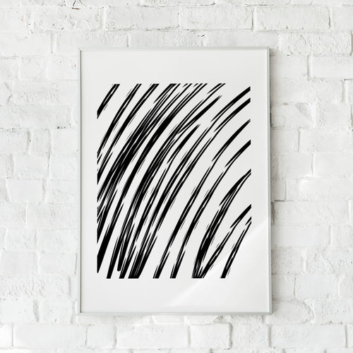 Farverig plakat med organiske former i terracotta, sennepsgul og mørkegrøn – "Abstract Shapes No. 4". En kunstnerisk vægdekoration.
