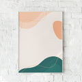 Minimalistisk plakat med gyldne detaljer på beige og grøn baggrund – "Abstract Vision #1". En moderne vægdekoration.