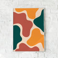 Abstrakt plakat med organiske former i jordfarver – "Abstract #4". En farverig og kunstnerisk vægdekoration.