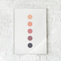 Minimalistisk plakat med bløde cirkler i aprikos, rosa og brun – "Apricot". En harmonisk vægdekoration.