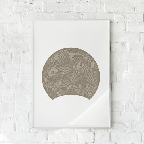 Minimalistisk plakat med organiske former i beige – "Bloom".