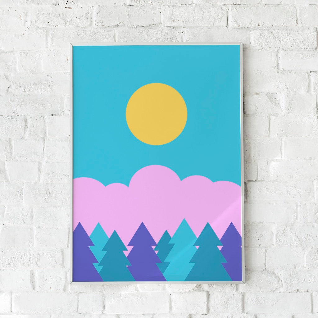 Plakat med skovmotiv i pastelfarver – "Child of Solitude".