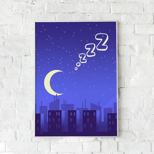 Byplakat med nattehimmel og måne – "City of Dreams".