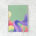 Abstrakt plakat med dynamiske farver og flydende linjer – "Color Movement".