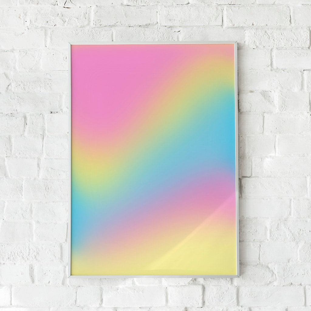 Pastelfarvet gradient-plakat med flydende farveovergange – "Colour Flow No.1".
