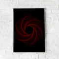 Geometrisk plakat med rød spiral på sort baggrund – "Congruous".