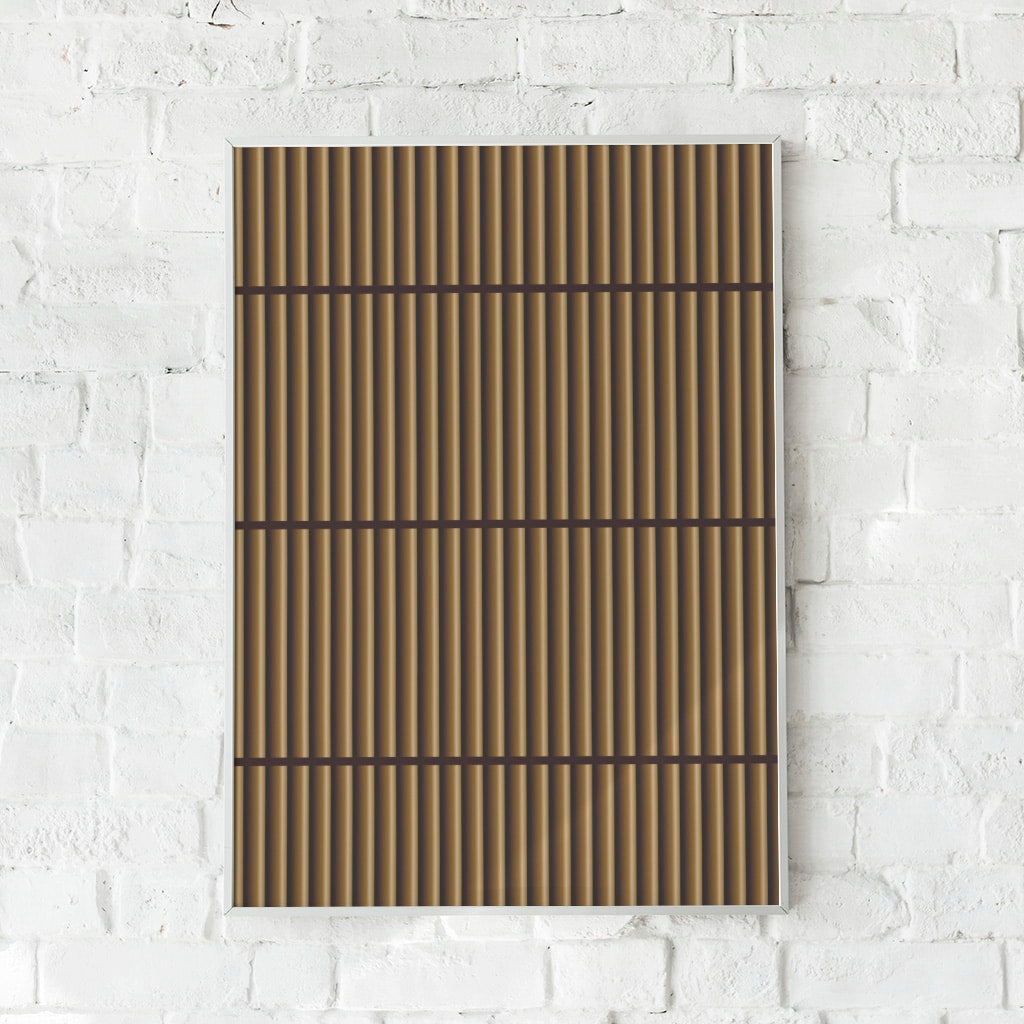 Minimalistisk plakat med lodrette linjer i varme jordtoner og subtile kontraster. Perfekt til moderne, naturlig indretning.