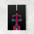 Formel 1-plakat med en frontvisning af en racerbil.