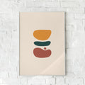 Abstrakt plakat med varme orange, røde og grønne nuancer – "Abstract #2". En moderne vægdekoration.
