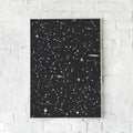 Stjernemotiv plakat med galakser og planeter på sort baggrund – "Astral". En drømmende og astronomisk vægkunst.