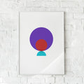 Minimalistisk plakat med geometriske former i stærke farver. En moderne og afbalanceret vægdekoration med et stilrent udtryk.