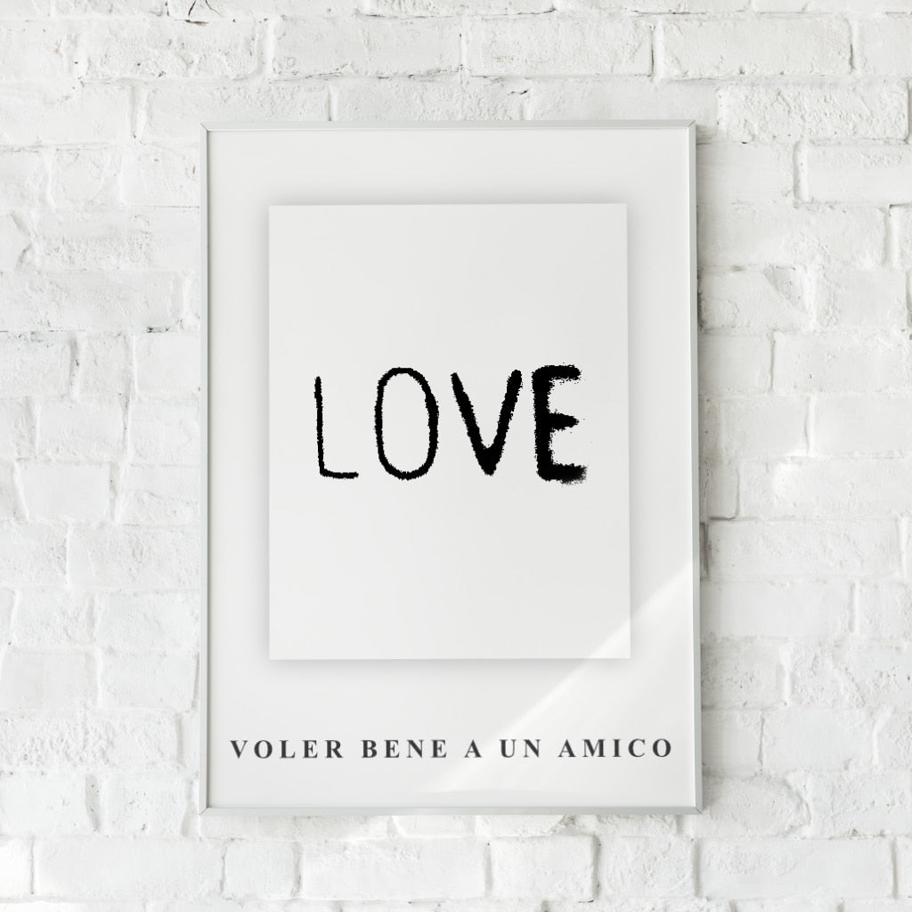 Typografisk plakat med italiensk kærlighedsbudskab.